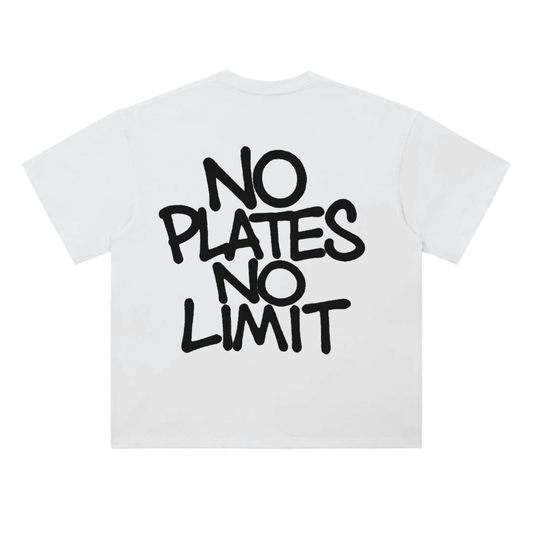 White NO PLATES Tee V3