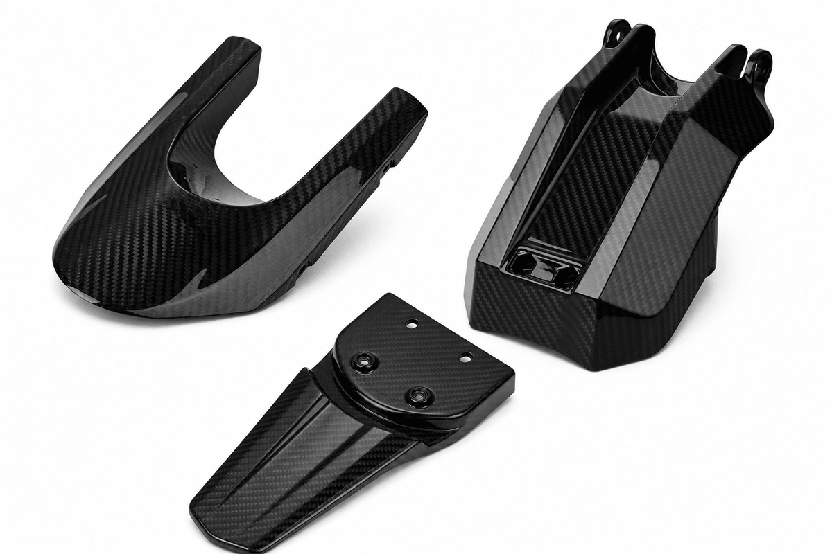 E Ride Pro Carbon Essentials Kit — Battery Cover + Rear Fender + Mud Guard - MXwraps