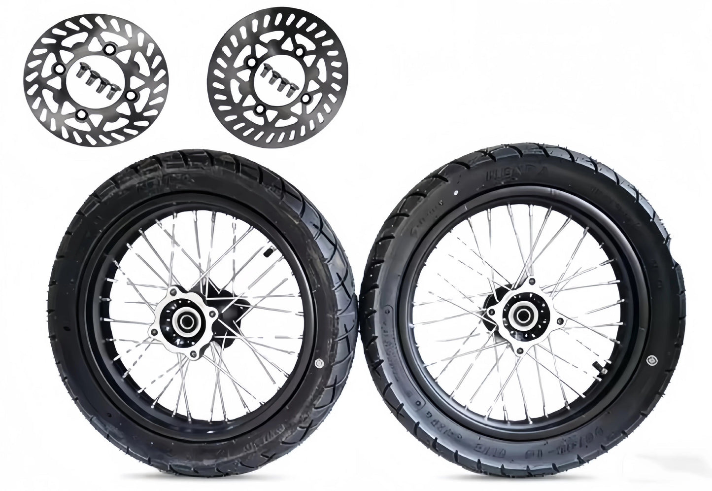 "SKINNY" Supermoto Sets With Sprockets and Rotors - For Throne Strike, Yozma IN10, Tuttio Soliel 01 , Valtinsu EM-5, Qronge X1 Spark, Etc.