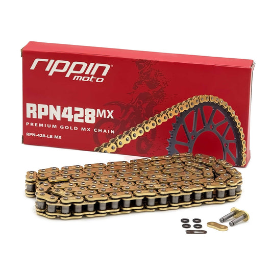 RPN428MX Premium Gold MX O-Ring Chain for E-Ride PRO 3.0/SR, Talaria MX5 & Altis Sigma - MXwraps