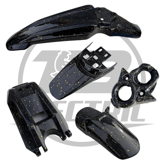 Surron Real Carbon Fiber Plastics Gold Flake Design - MXwraps