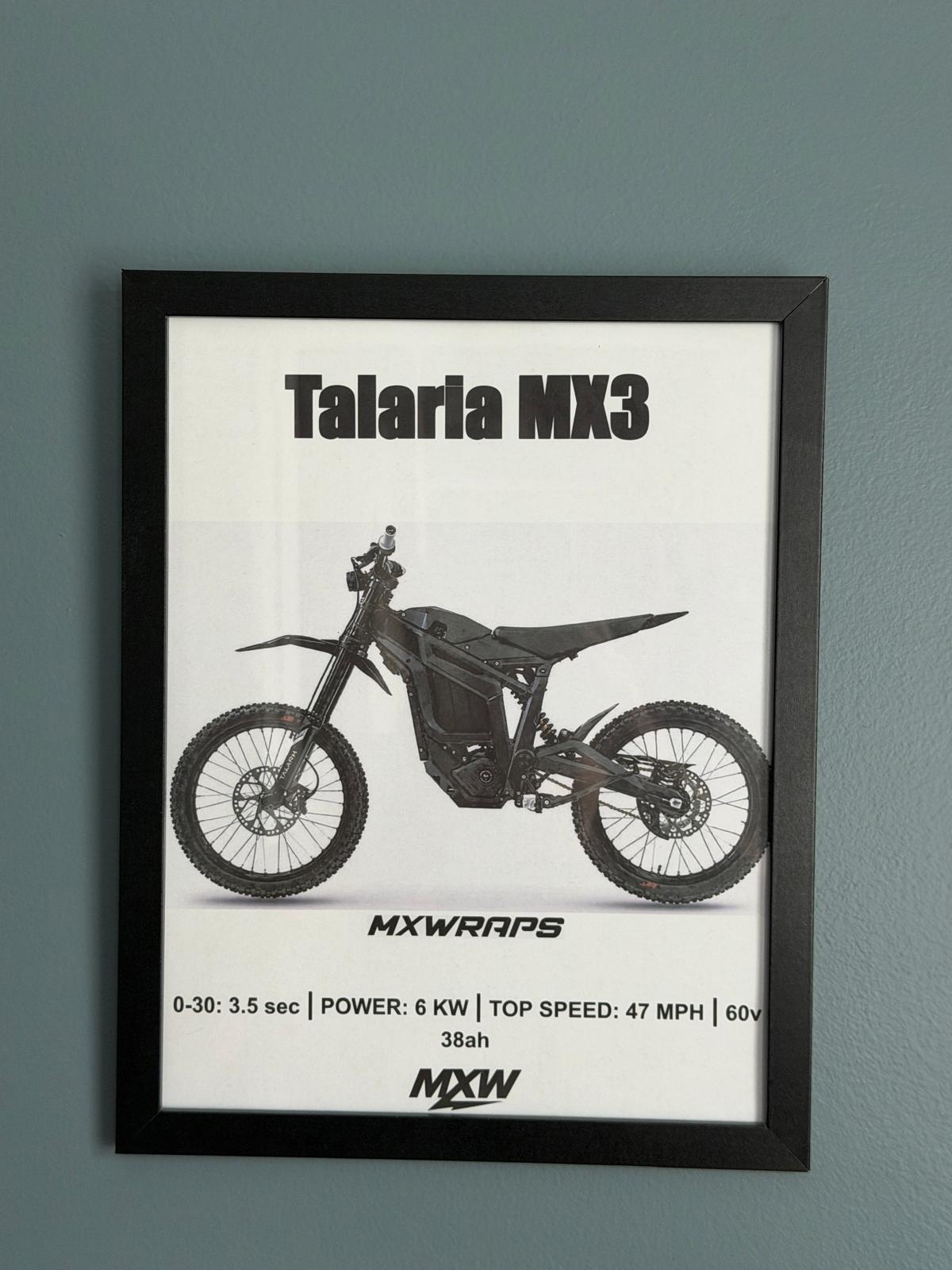 MXW Talaria MX3 Framed Poster - MXwraps