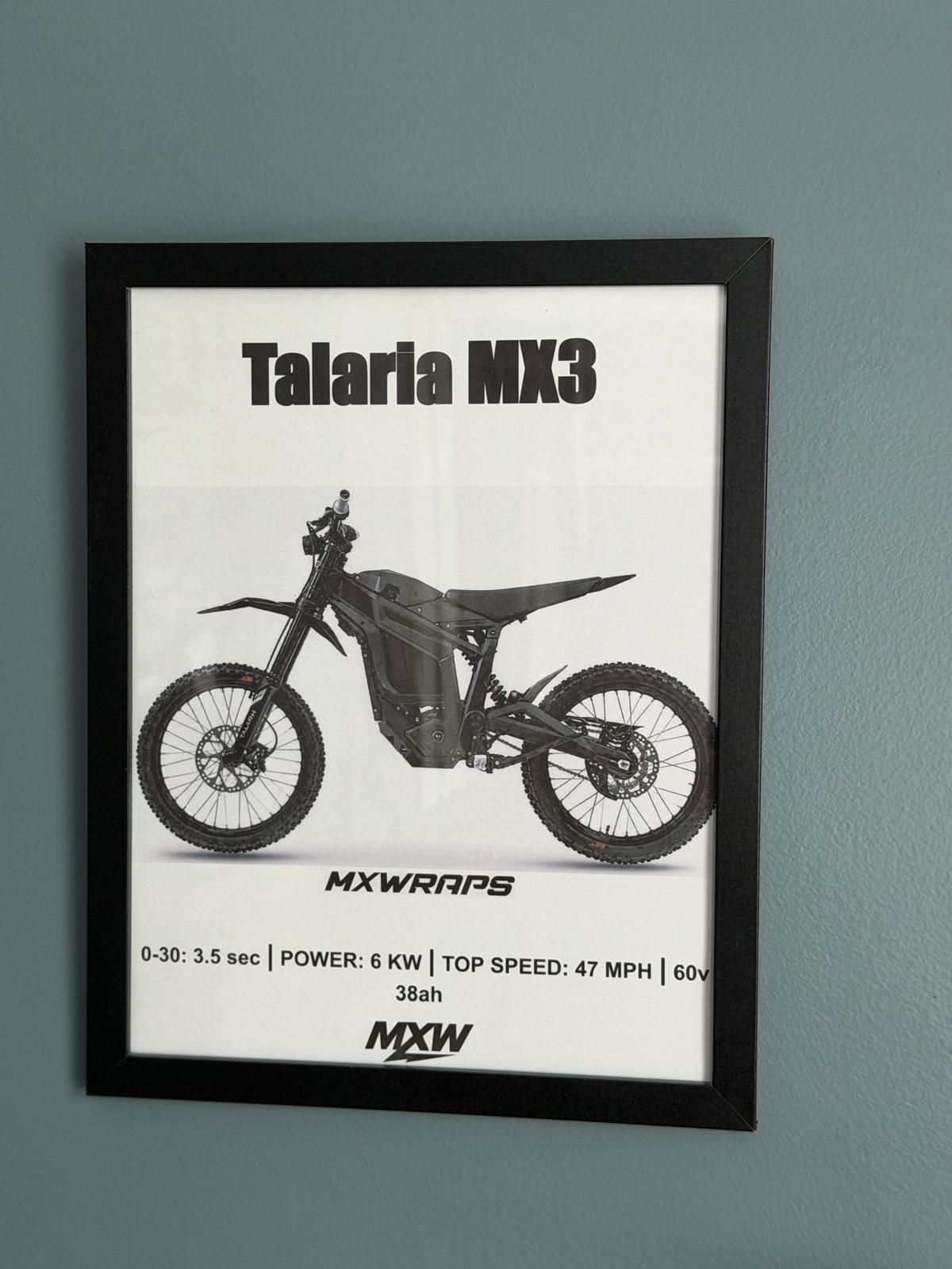 MXW Talaria MX3 Framed Poster - MXwraps