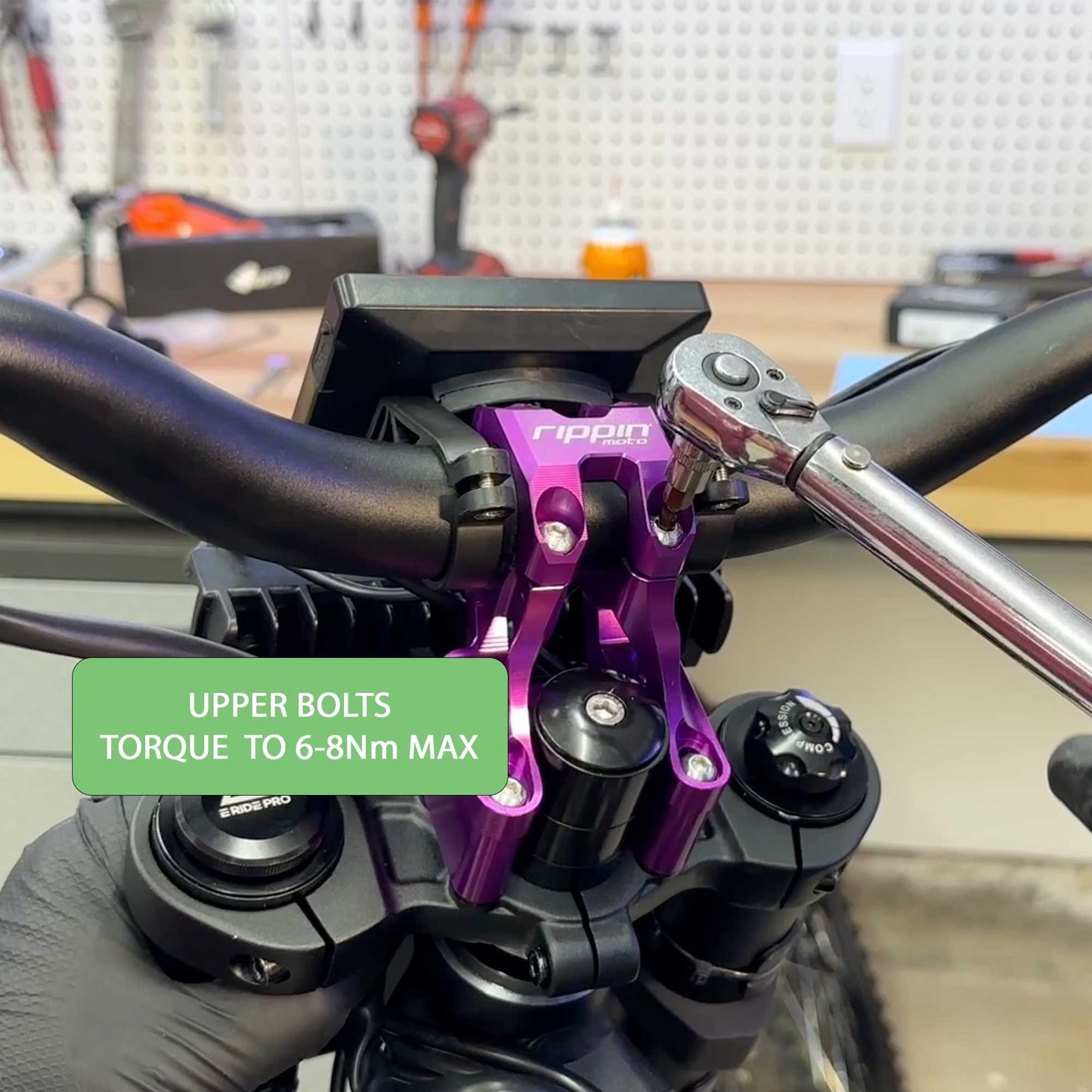 E-Moto Bar Mount for E-Ride PRO, Talaria & Surron LBX with 1" Riser