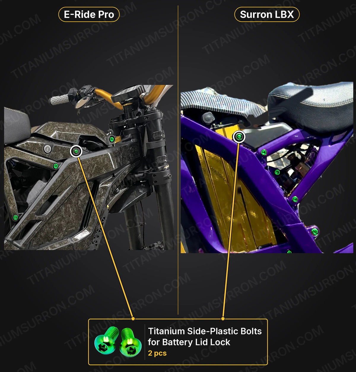 Titanium Side-Plastic Bolts for Battery Lid Lock — Surron LBX, E-Ride Pro