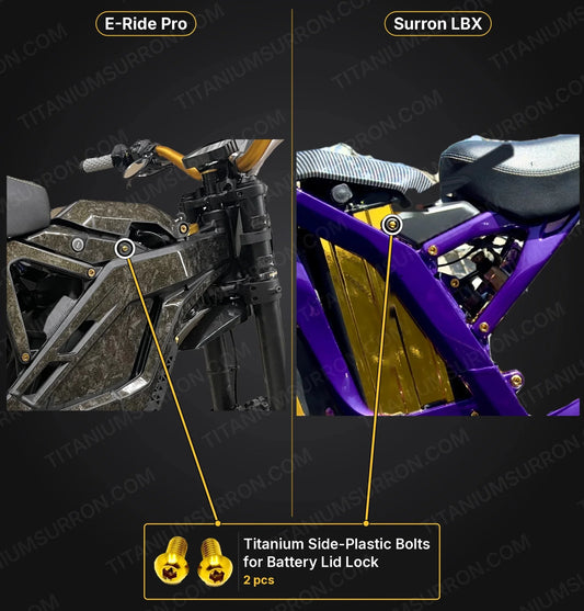 Titanium Side-Plastic Bolts for Battery Lid Lock — Surron LBX, E-Ride Pro - MXwraps