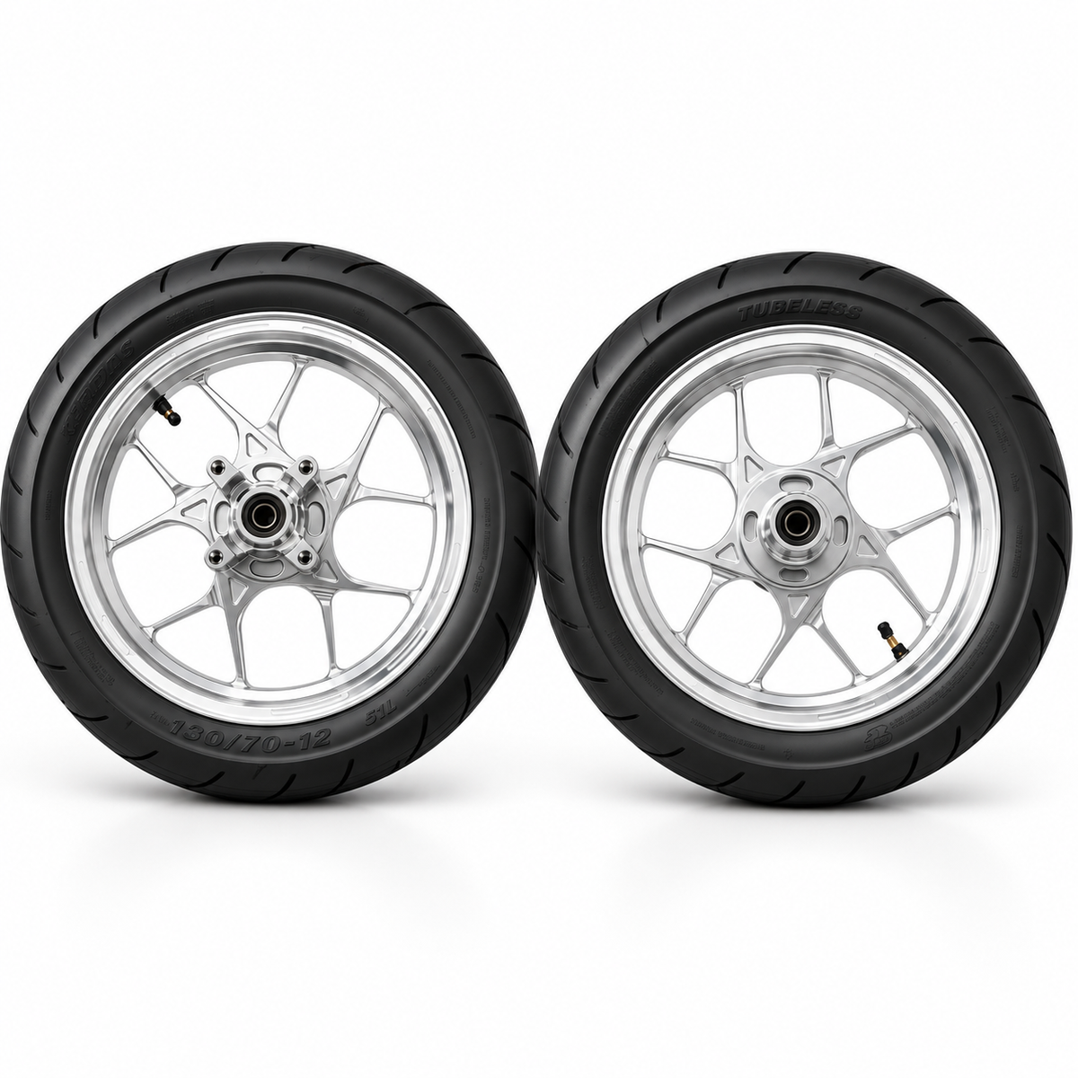 12” CHROME Supermoto Wheel Set Kit Tuttio/Yozma/HeyBike/Razor